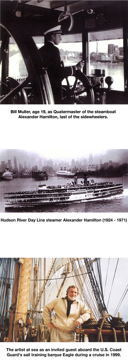 Photo of Bill Muller, age 19, as Quartermaster of the steamboat Alexander Hamilton, last of the sidewheelers